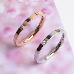 Korean Style Slim Titanium Steel Rose Gold Couple Ring