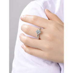 Silver Six-Prong Moissanite Diamond Engagement Ring