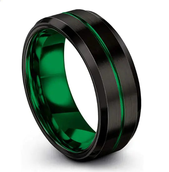 Brushed Polished Titanium Steel Ring for Men