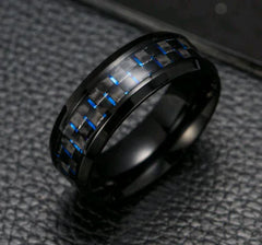 Fashionable Men's Titanium Steel Carbon Fiber Ring