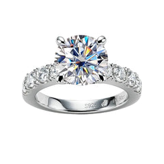 AnuClub Moissanite Engagement Ring 4.3cttw D Color Round Cut 925 Sterling Silver Eternity Wedding Promise Anniversary Band Ring Christmas Gift for Women 7