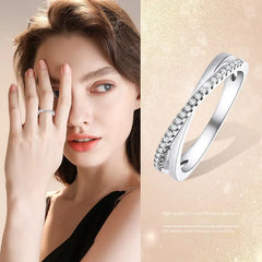 Korean Style Moissanite Cross Ring in S925 Silver