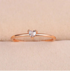 18K Rose Gold Plated Classic Zirconia Heart Ring (One Piece)