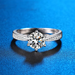 S925 Silver D Color Moissanite 1 Carat Ring with Certificate
