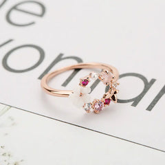 Butterfly Flower Rose Gold Ring for Women Jewelry