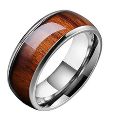 Fashion Tungsten Ring with Hawaiian Wood Inlay